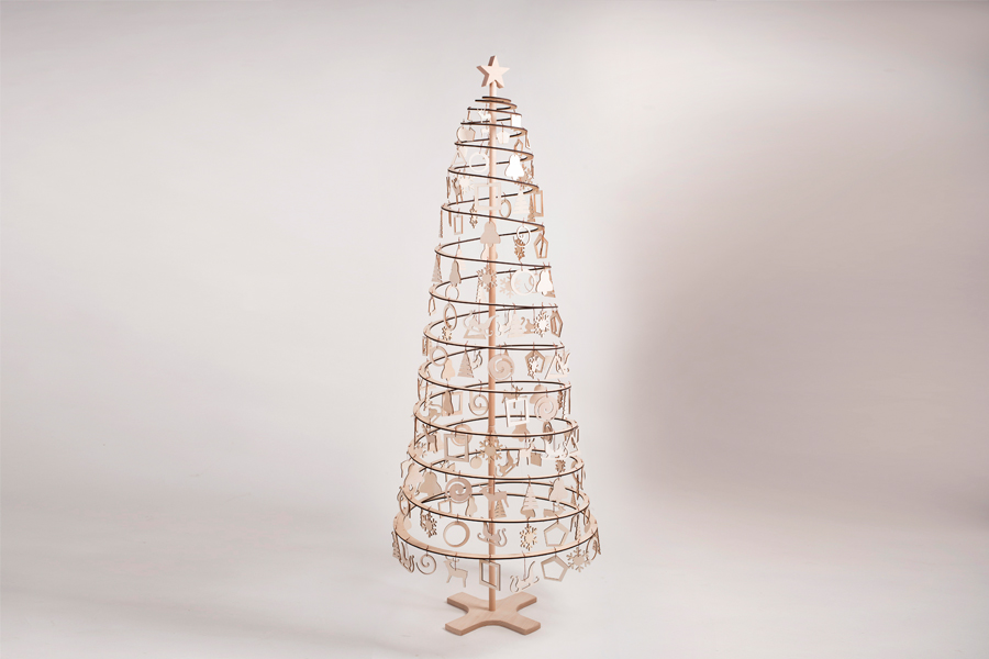 Spiralbaum aus Holz, Modell SPIRA Slim, 190 cm
